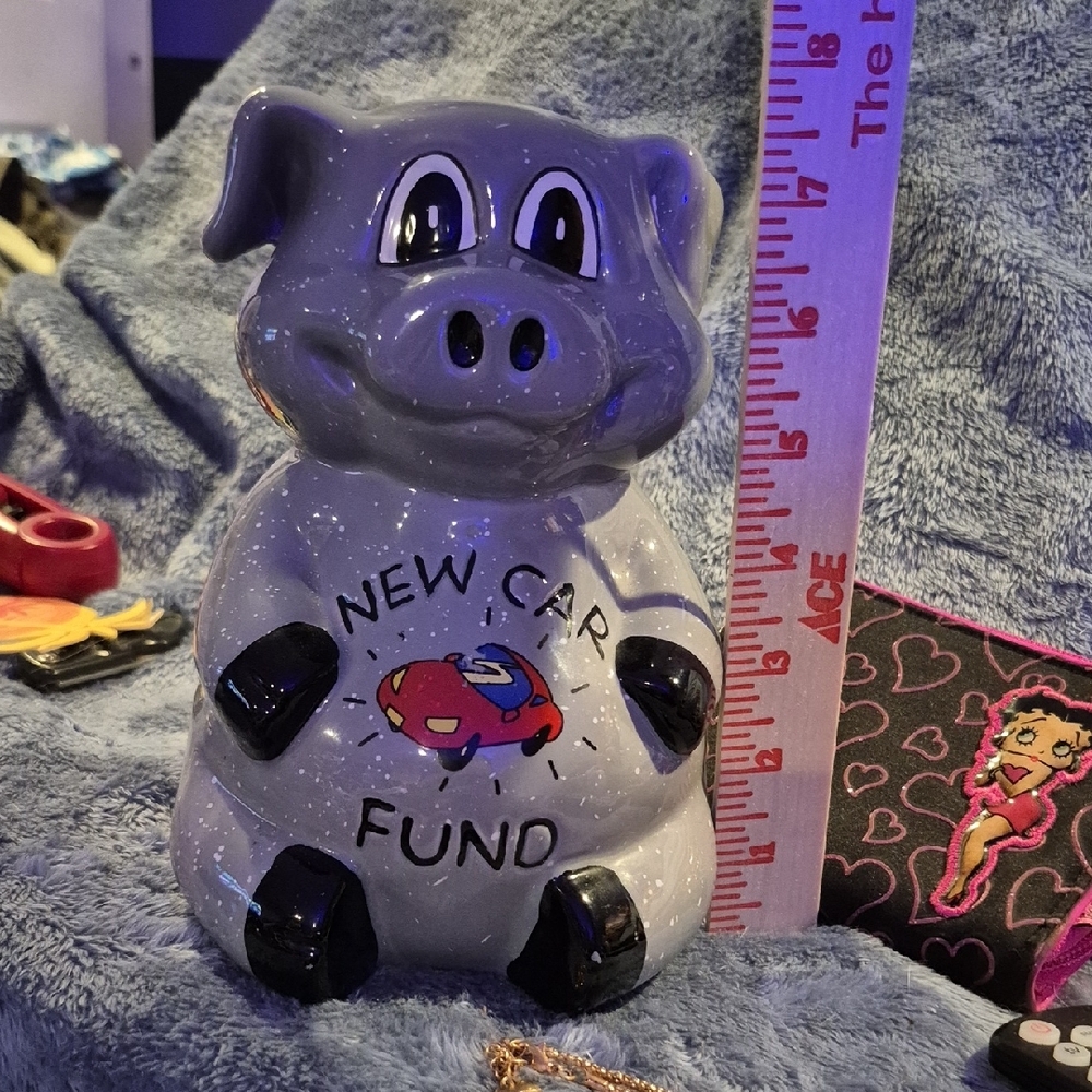 Gray "NEW CAR FUND" Piggy Bank - Picture 3 of 8